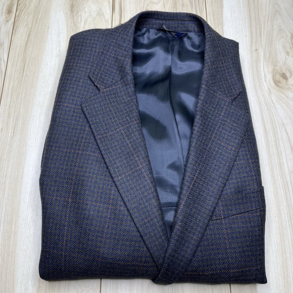 Brooks Brothers 346 Houndstooth Windowpane Plaid Blazer Multicolor Men Size 44L - Picture 16 of 16